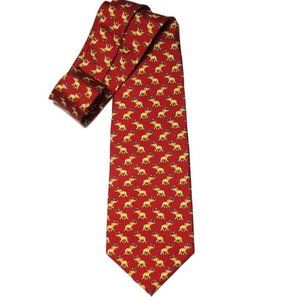 Jos A Bank Silk Tie Red Elephants Pattern Men's